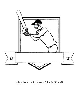 Cricket player with bat sketch