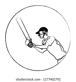 Cricket player with bat sketch