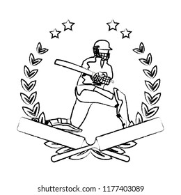 Cricket player with bat sketch