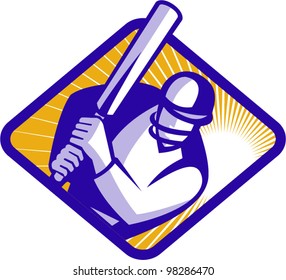 Cricket Player Batsman Batting Retro