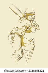 cricket player batsman ready to hit the ball. unfinished hand drawing sketch style vector illustration. for announcement poster, presentation and advertisement.