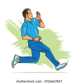 cricket player bowling action vector illustration