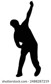 Ilustración vectorial de silueta de jugador de críquet.