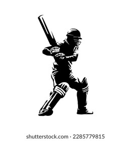 cricket player a calling shots silhouettes with a white background