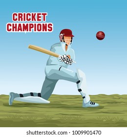 Cricket player cartoon