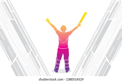 cricket player celebrate century or winning match concept poster design