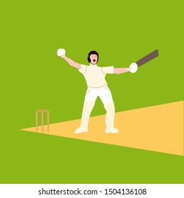 cricket player celebrate century or winning match concept poster design.vector illustration of Sports background for the match of Cricket Championship Tournament