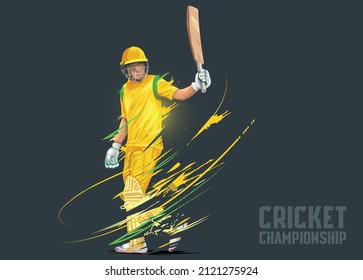 Cricket player celebrate winning match concept illustration design. Cricket Batsman illustration.