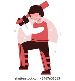 Cricket player character. Vector illustration