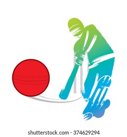 cricket player design by paint brush stroke design vector