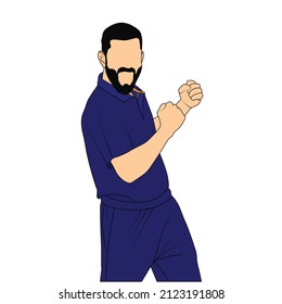 Cricket player enjoying vector illustration, cartoon and caricature.