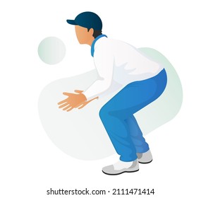 Cricket Player - Fielder Position - Stock Illustration as EPS 10 File