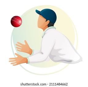 Cricket Player - Fielder Position - Stock Illustration as EPS 10 File