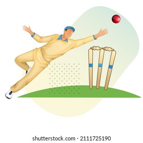 Cricket Player - Fielder Position - Stock Illustration as EPS 10 File