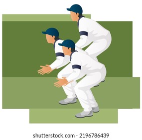 Cricket Player - Fielder Position - Stock Illustration as EPS 10 File