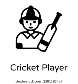 Cricket player glyph icon, premium download