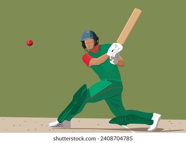 Cricket Player hitting the ball in Bangladesh Jersey Illustration
