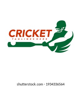 Cricket Player Hitting Ball Logo Symbol
