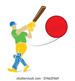 cricket player hitting big shoot for four, concept design