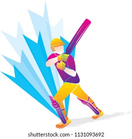 cricket player hitting big shot position, cricket player illustration