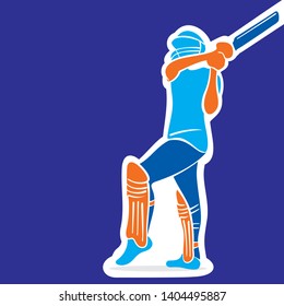 cricket player hitting big shot illustration poster design