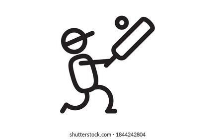 Icono del jugador de críquet. Caricatura del icono vector del jugador de cricket para el diseño web aislado en fondo blanco
