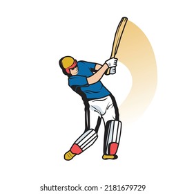 Cricket player icon dynamic cartoon outline