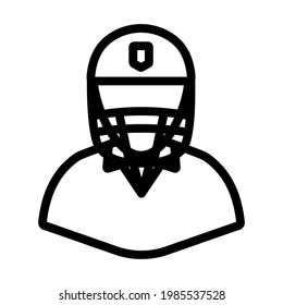 Cricket Player Icon. Editable Bold Outline Design. Vector Illustration.