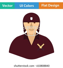 Cricket player icon. Flat design. Vector illustration.