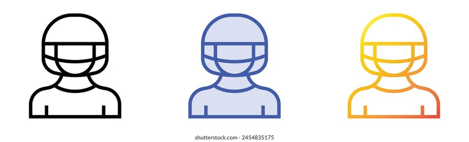 cricket player icon. Linear, Blue Fill and Gradient Style Design Isolated On White Background