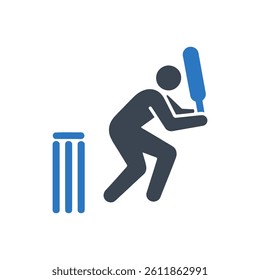 Cricket Player Icon On White Background