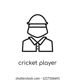 Cricket player icon. Trendy modern flat linear vector Cricket player icon on white background from thin line Professions collection, editable outline stroke vector illustration