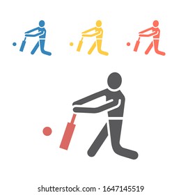 Cricket player icon. Vector sport signs for web graphics.