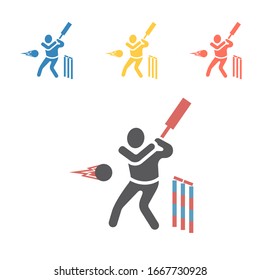 Cricket player icon. Vector sport signs for web graphics.