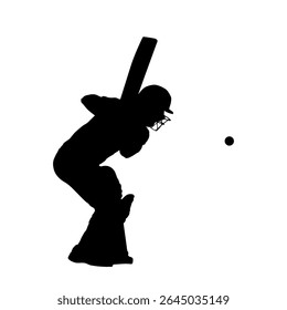Cricket player, isolated vector silhouette, team sport athlete
