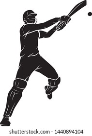 Cricket Player Leaping and Swing Bat