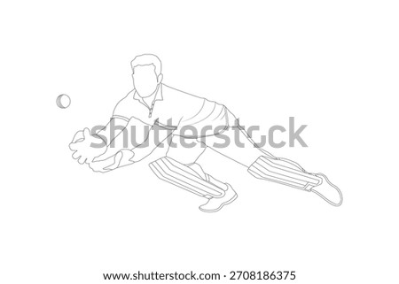 Cricket player line art drawing illustrations, sketch of a cricket player, The set of cricket player silhouette, Doodle sketch drawing clip art of cricketer, Cricket action pose line art championship.