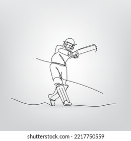 Vector de dibujo de línea de jugador de cricket