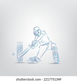 vector de dibujo de línea de jugador de cricket