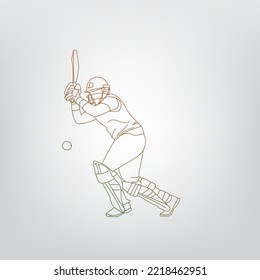 vector de dibujo de línea de jugador de cricket 