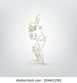 Cricket player line drawing vector
