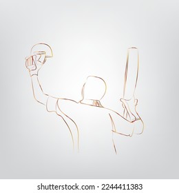 Cricket player line drawing vector