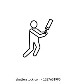 cricket, player line icon. Signs and symbols can be used for web, logo, mobile app, UI, UX
