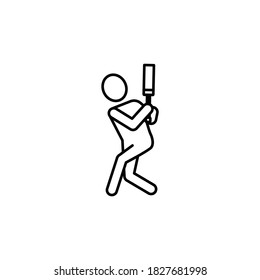 cricket, player line icon. Signs and symbols can be used for web, logo, mobile app, UI, UX