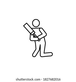 cricket, icono de la línea del jugador. Los signos y símbolos se pueden utilizar para web, logotipo, aplicación móvil, interfaz de usuario, UX