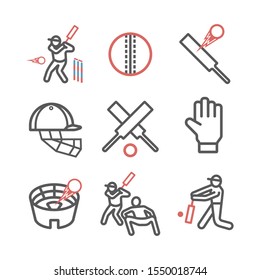Cricket player line icons. Cricket player. Vector signs for web graphics