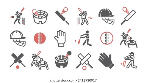 Cricket player line icons. Cricket player. Vector signs for web graphics