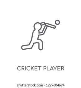 Cricket player linear icon. Modern outline Cricket player logo concept on white background from Professions collection. Suitable for use on web apps, mobile apps and print media.