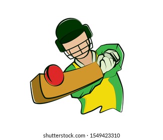 Cricket Player lllustration with Silhouette Style