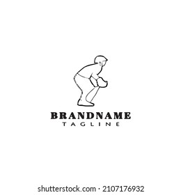 cricket player logo cartoon design template icon black modern isolated vector illustration